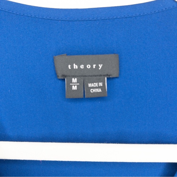 Theory Silk Split Neck Button Down Sleeveless Blouse - Picture 5 of 6